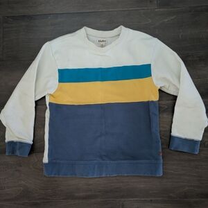 Hatley Colorblock Crewneck Sweatshirt - White, Teal, Yellow, Blue